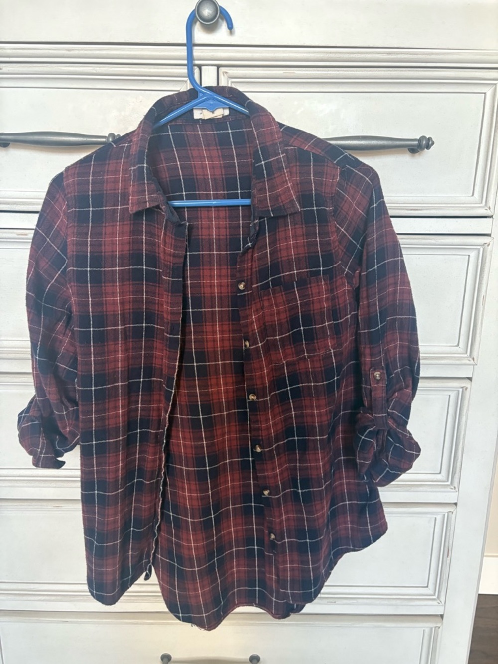 Love Notes Maroon and Black Plaid Shirt